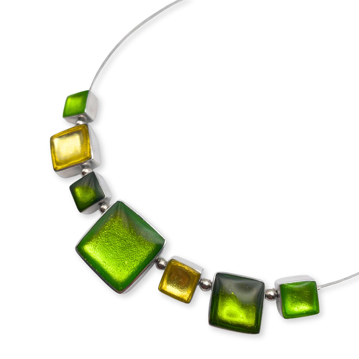Citrus Aluminium Squares Shiny Classic Necklace