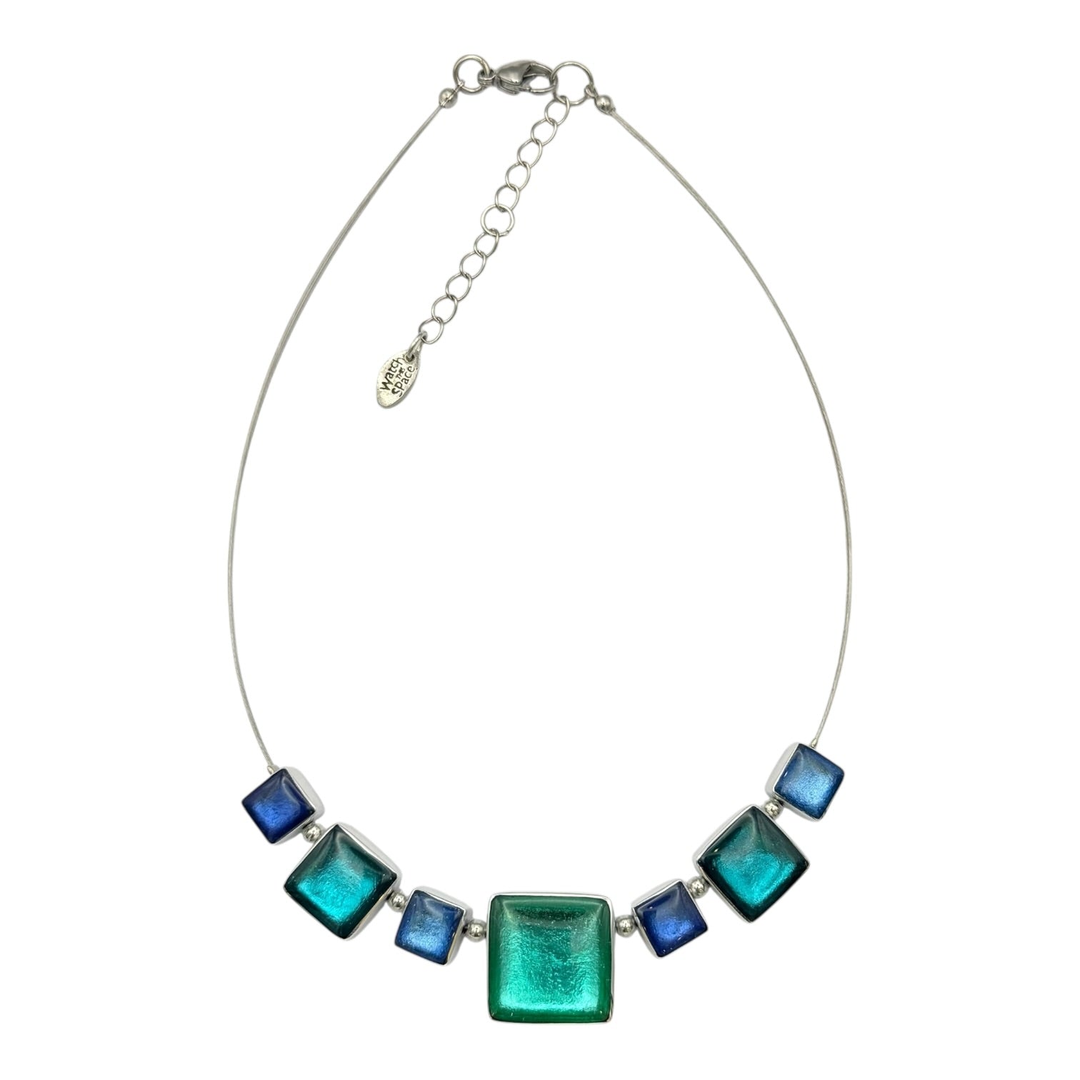 Crystal Aluminium Squares Shiny Classic Necklace
