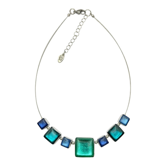 Crystal Aluminium Squares Shiny Classic Necklace