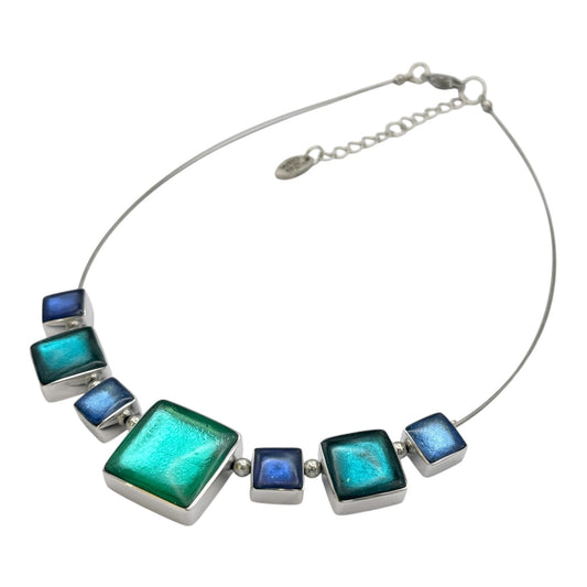 Crystal Aluminium Squares Shiny Classic Necklace