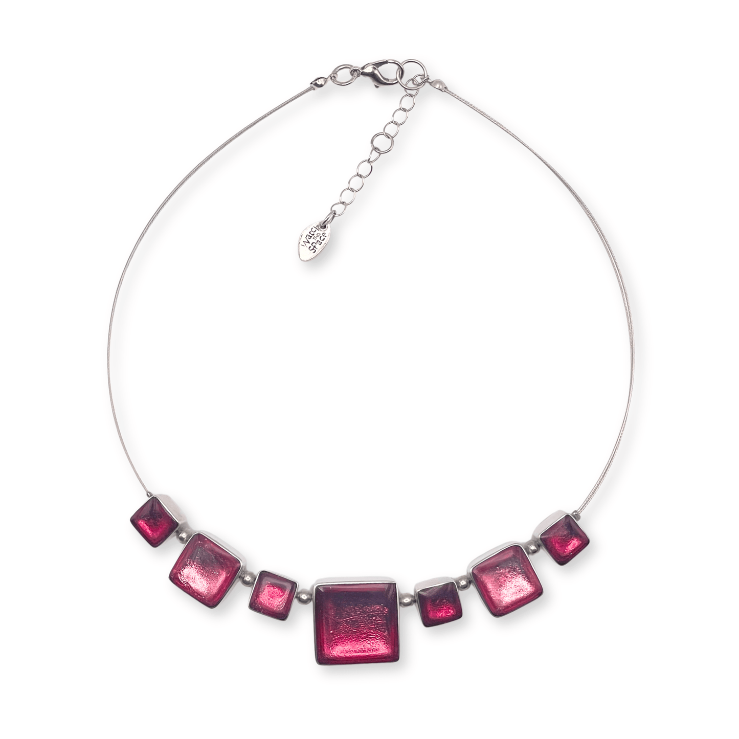 Flamingo Aluminium Squares Shiny Classic Necklace