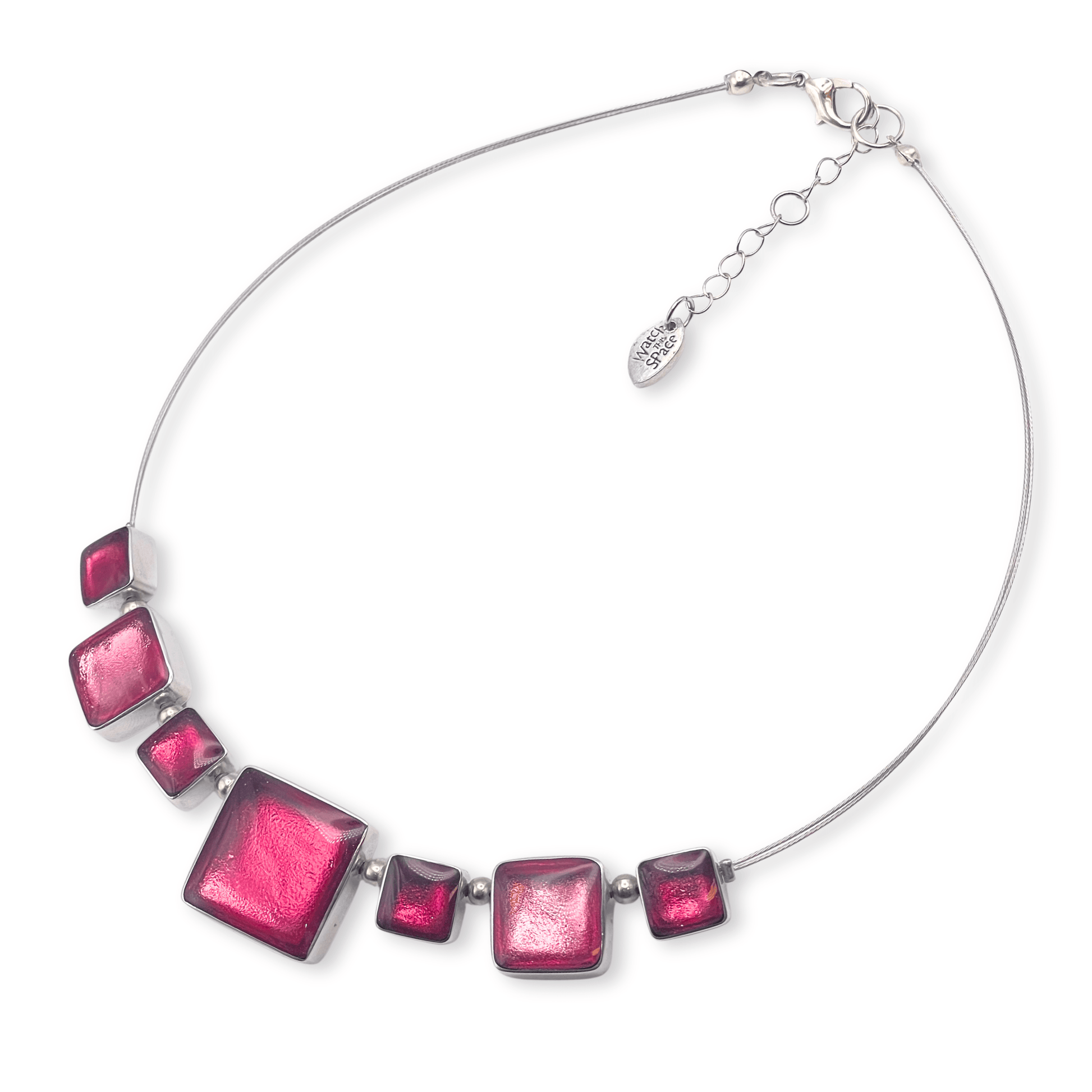 Flamingo Aluminium Squares Shiny Classic Necklace