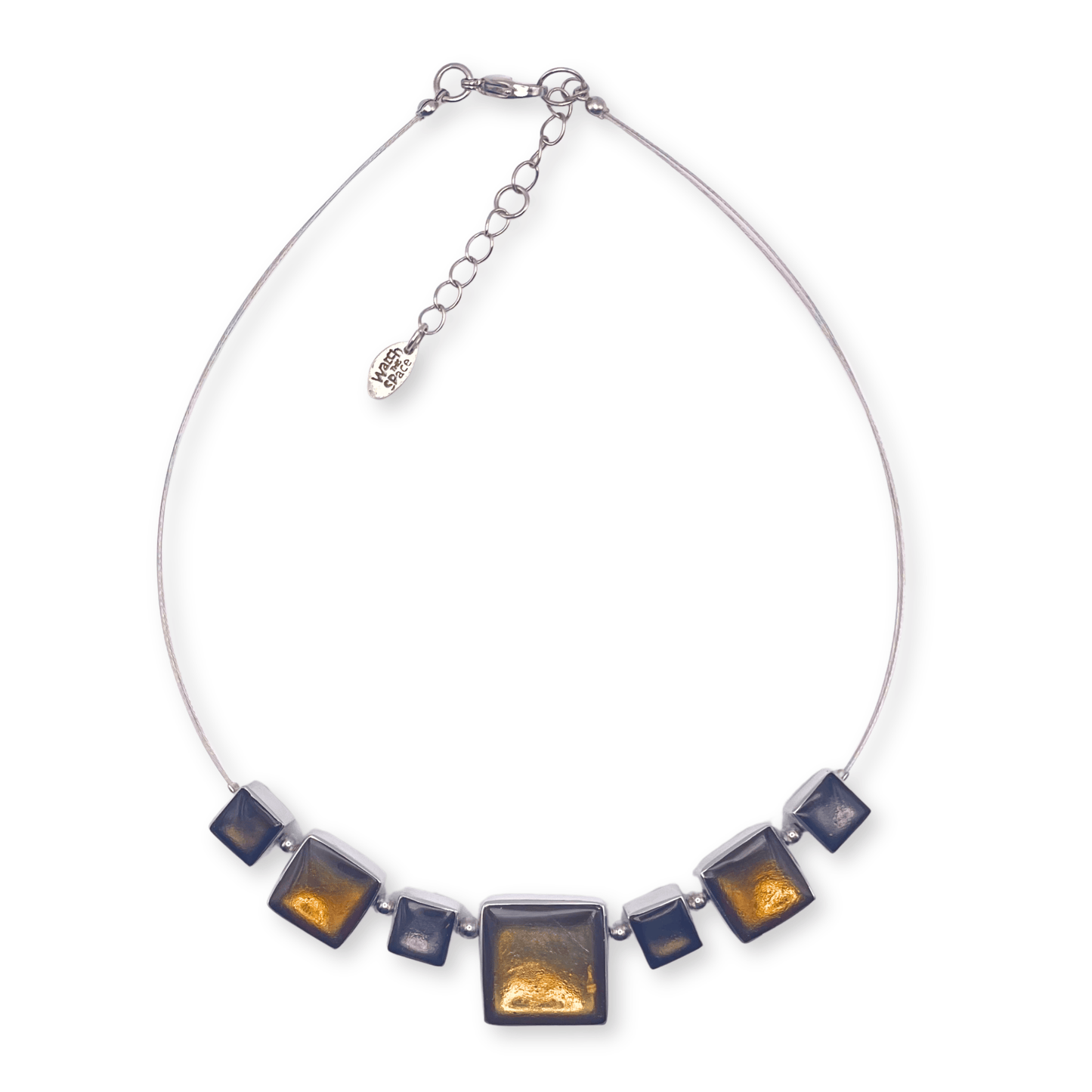 Metallics Aluminium Squares Shiny Classic Necklace