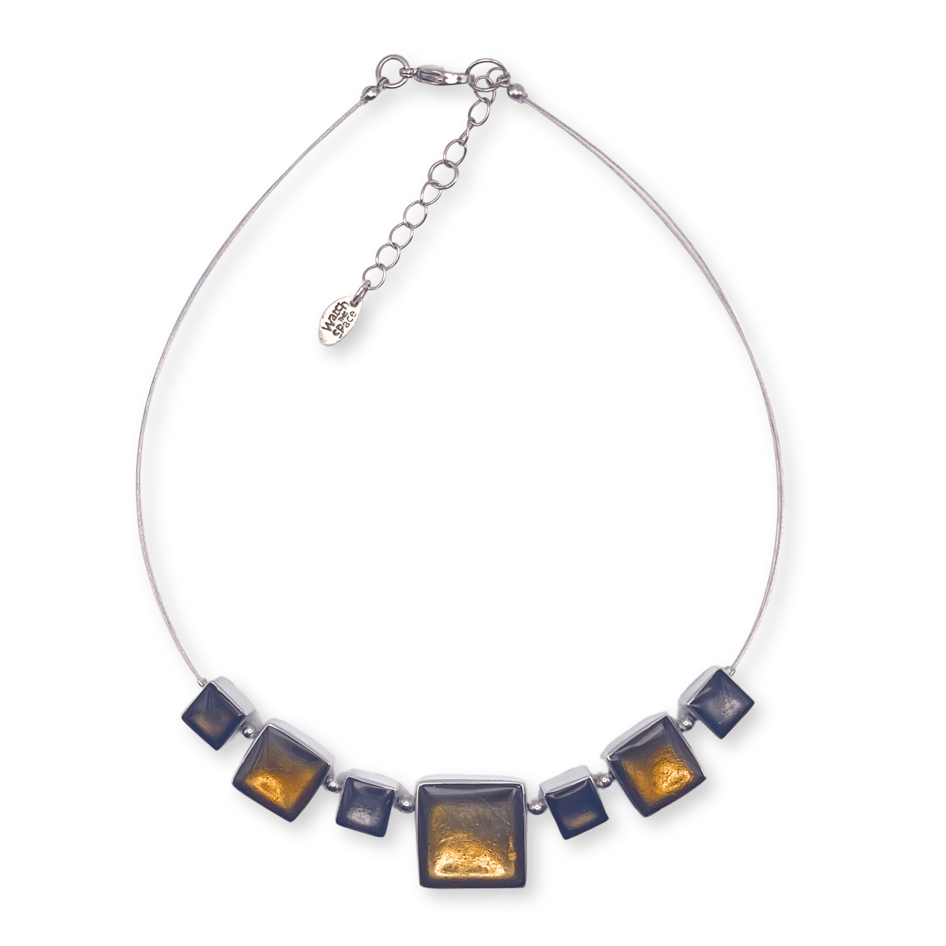 Metallics Aluminium Squares Shiny Classic Necklace