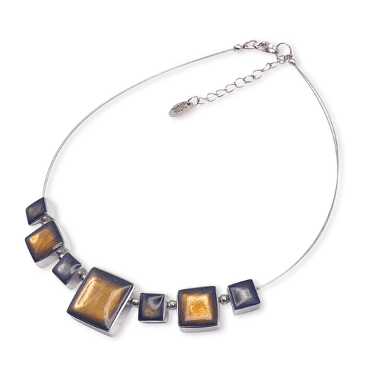Metallics Aluminium Squares Shiny Classic Necklace