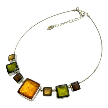 Pistachio Aluminium Squares Shiny Classic Necklace | The Jewellery Stop