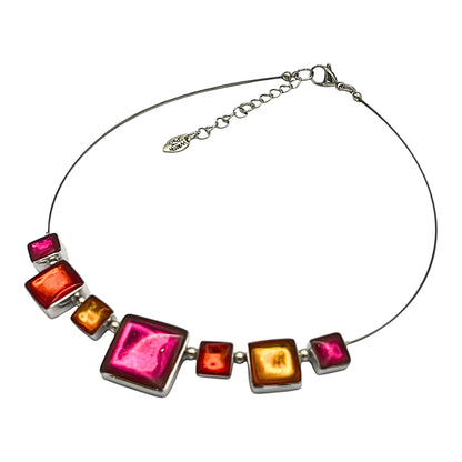 Tropical Aluminium Squares Shiny Classic Necklace