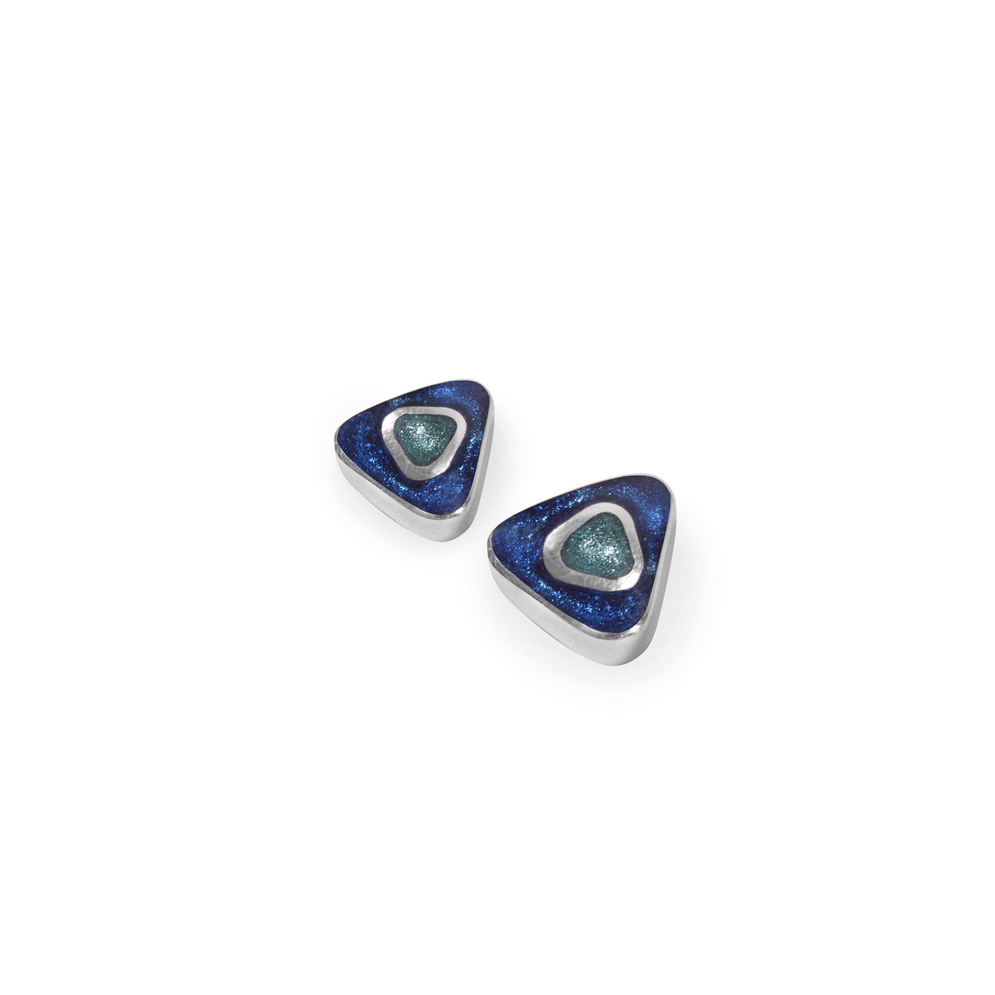 Turquoise Organic Triangles Shiny Stud Earrings