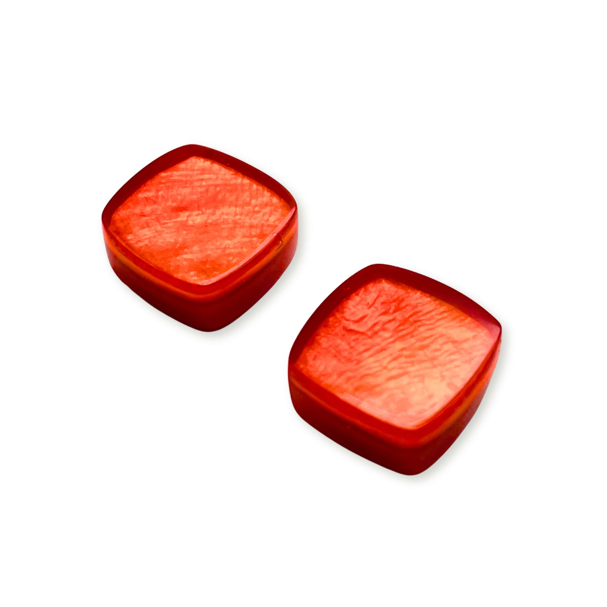 Orange Tiles Shiny Small Stud Earrings