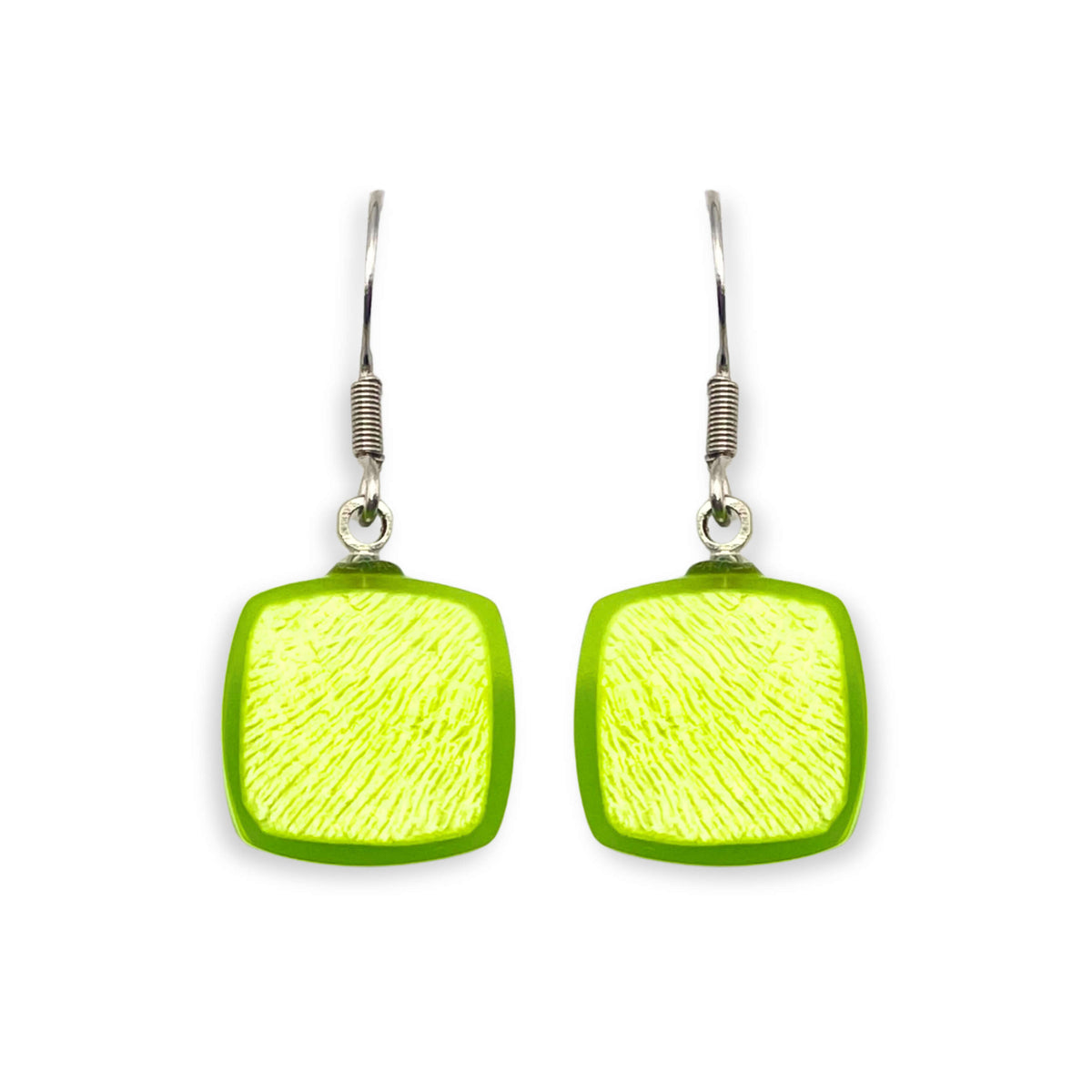 Kiwi Tiles Shiny Fish Hook Earrings