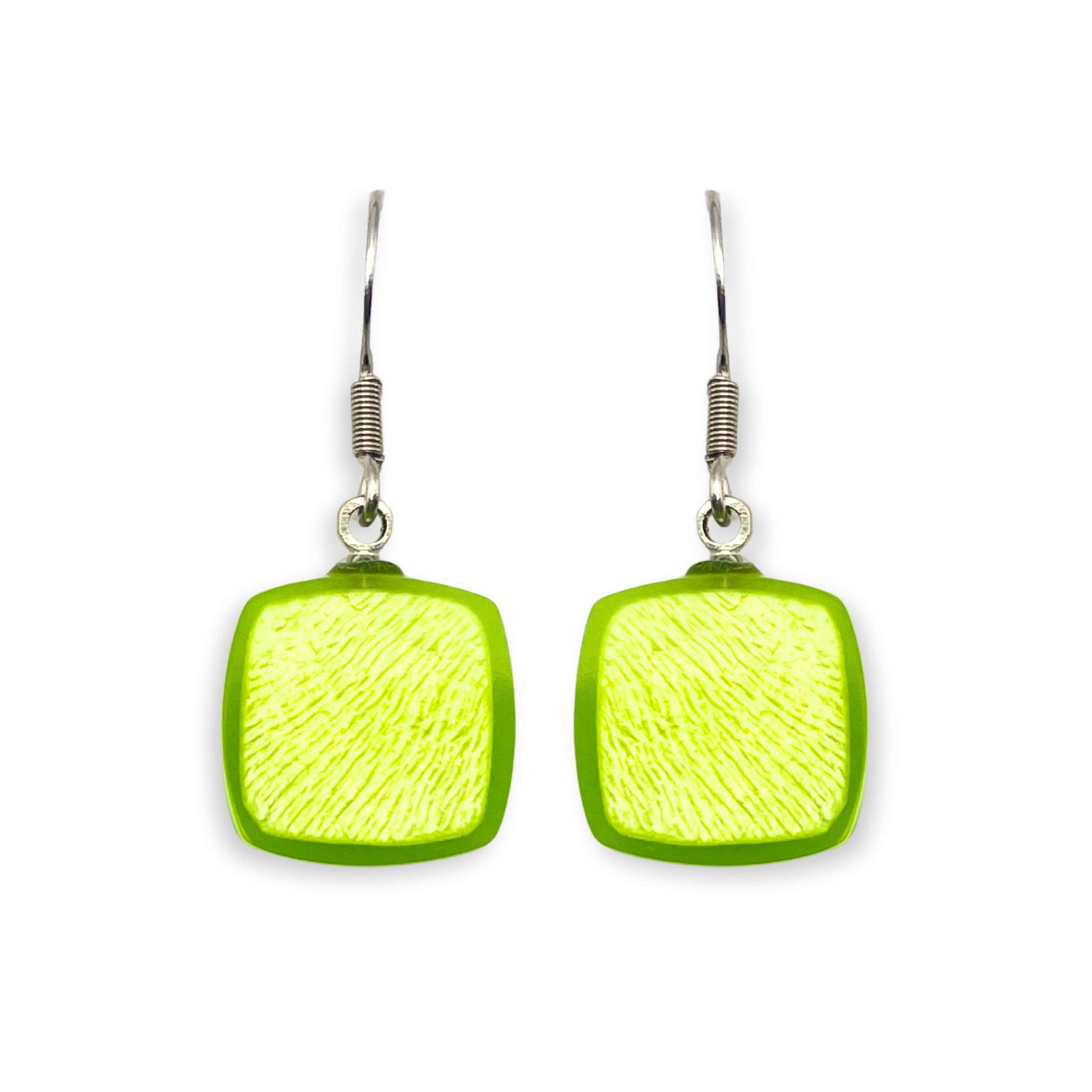 Kiwi Tiles Shiny Fish Hook Earrings