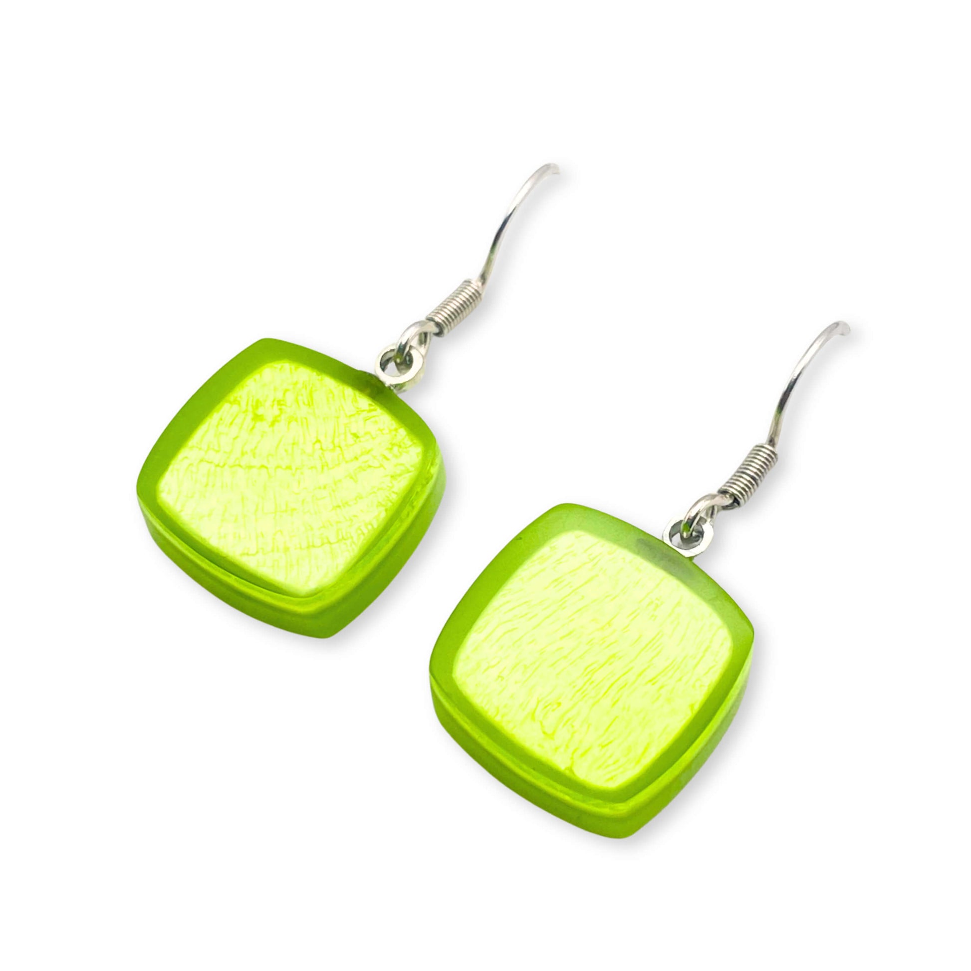 Kiwi Tiles Shiny Fish Hook Earrings