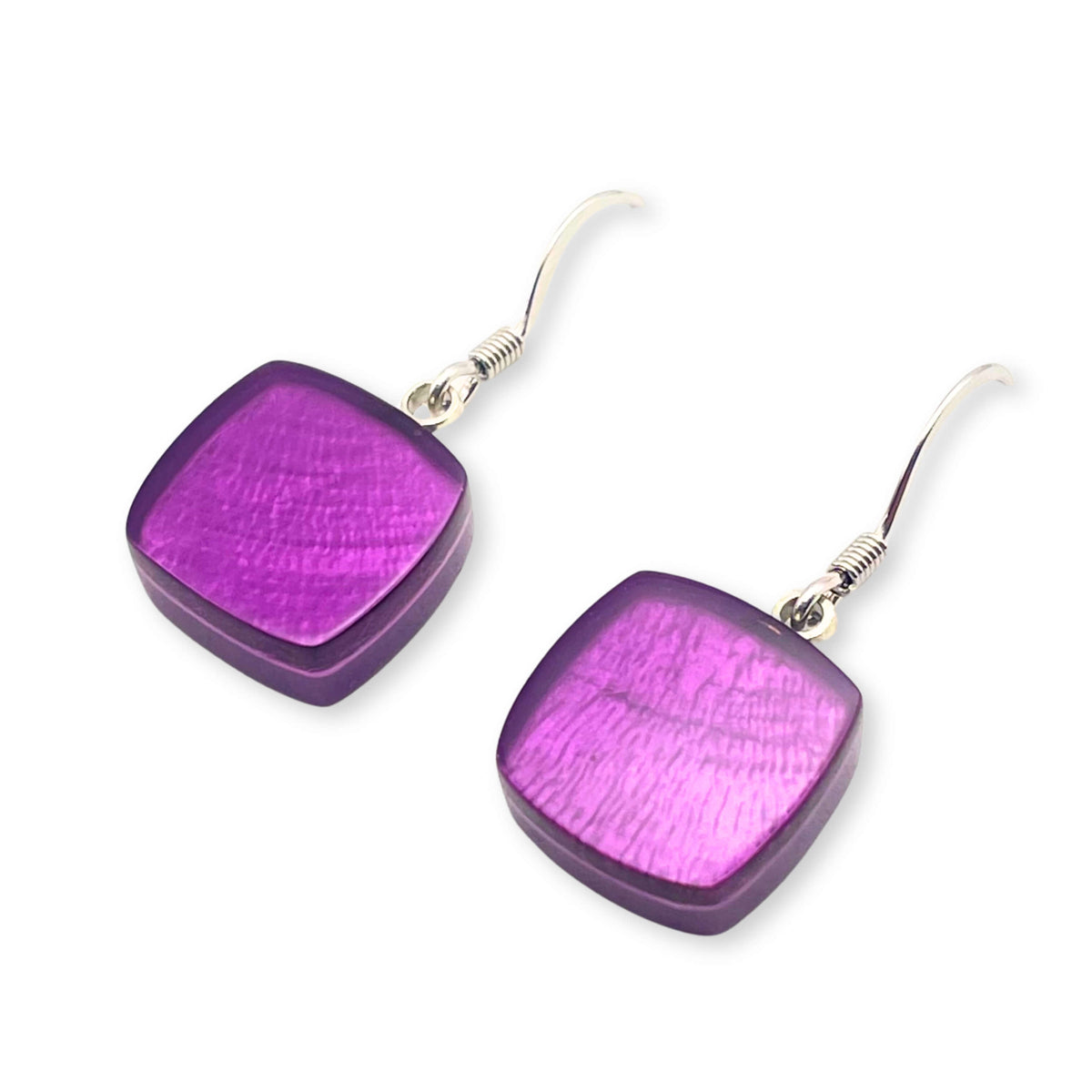 Peacock Tiles Shiny Fish Hook Earrings