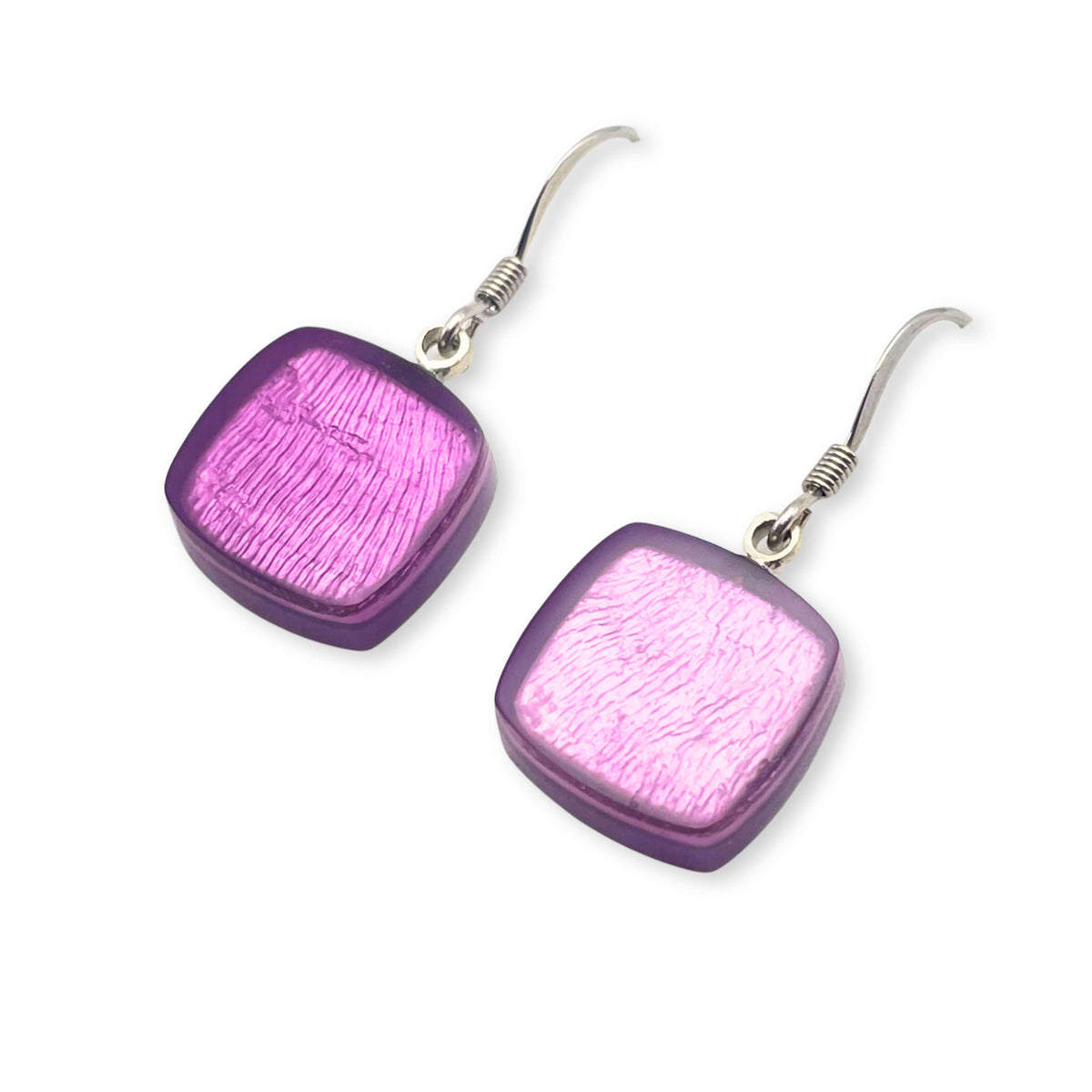 Rainbow Tiles Shiny Fish Hook Earrings
