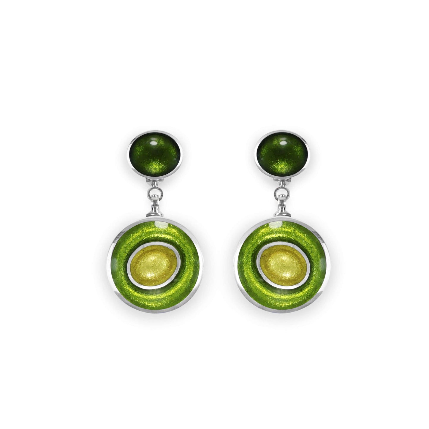 Citrus Organic Circles Shiny Double Drop Stud Earrings | The Jewellery Stop