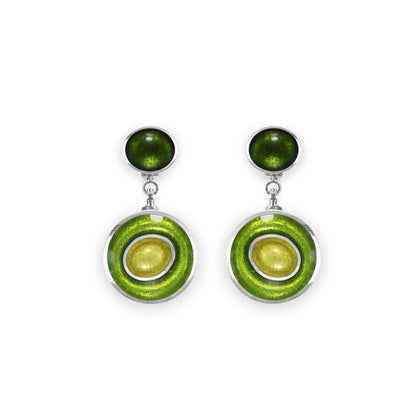 Citrus Organic Circles Shiny Double Drop Stud Earrings | The Jewellery Stop