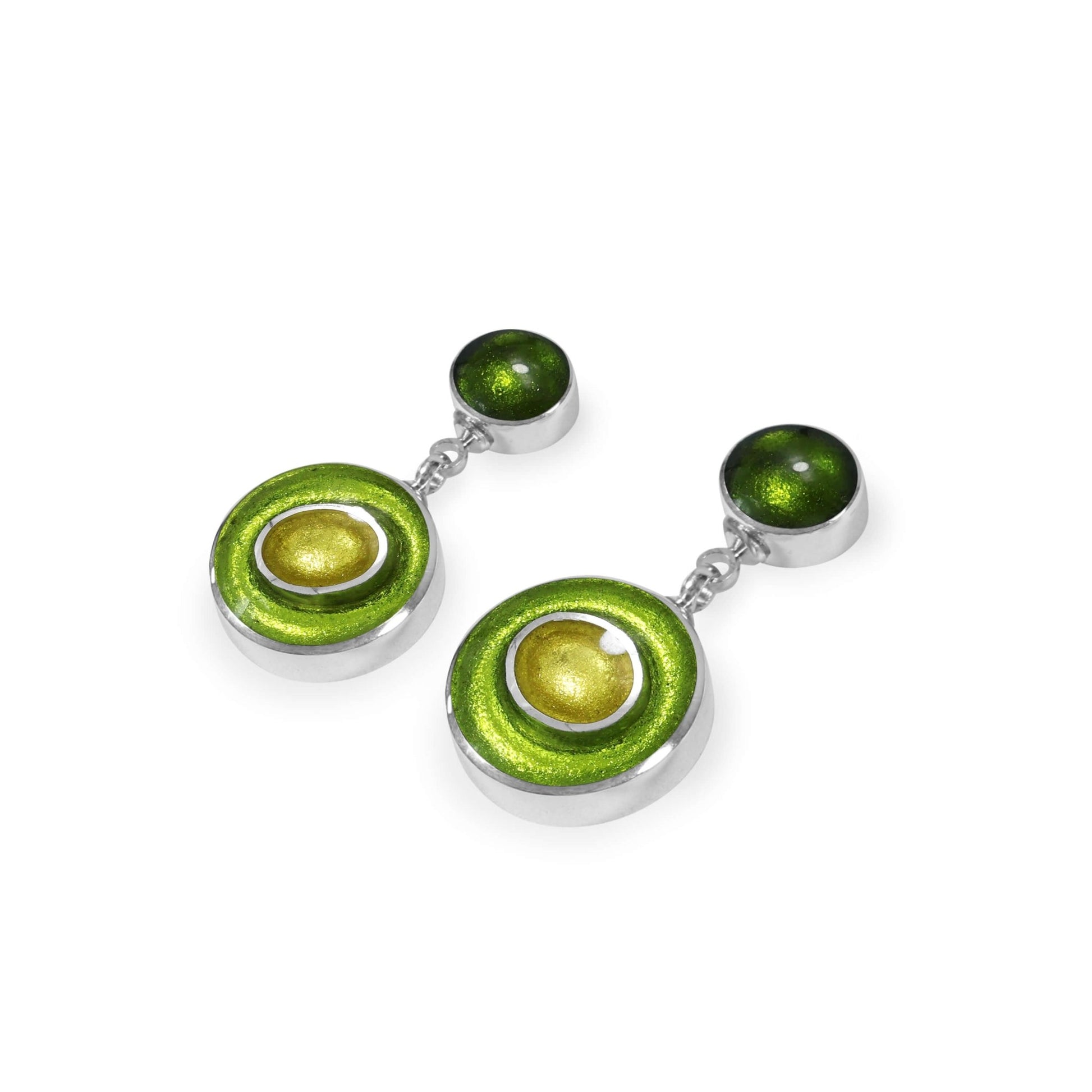 Citrus Organic Circles Shiny Double Drop Stud Earrings | The Jewellery Stop