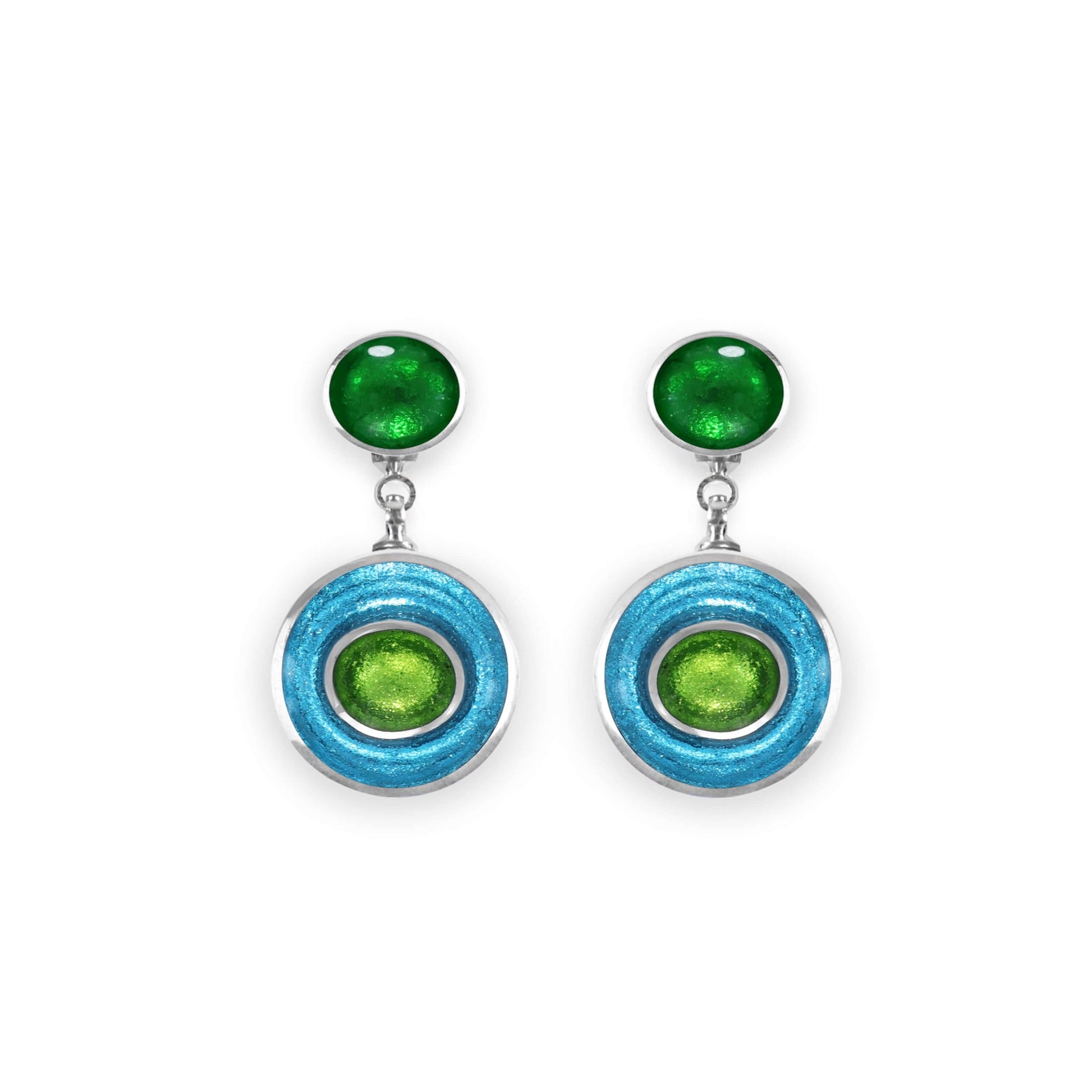 Neptune Organic Circles Shiny Double Drop Stud Earrings | The Jewellery Stop