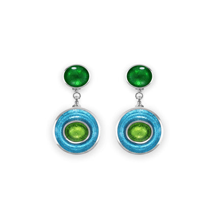 Neptune Organic Circles Shiny Double Drop Stud Earrings | The Jewellery Stop