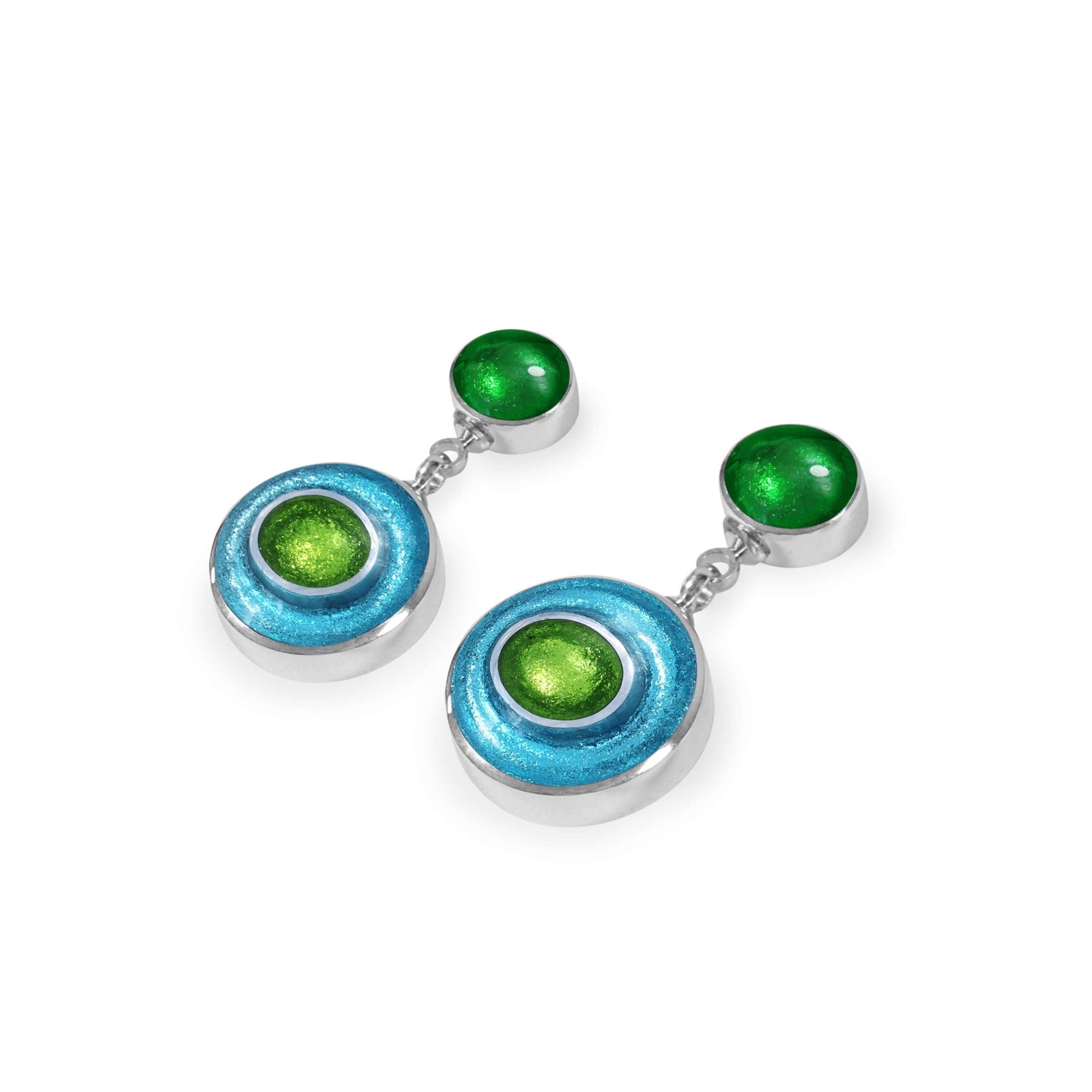 Neptune Organic Circles Shiny Double Drop Stud Earrings | The Jewellery Stop