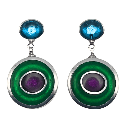 Aurora Organic Circles Shiny Double Drop Stud Earrings | The Jewellery Stop