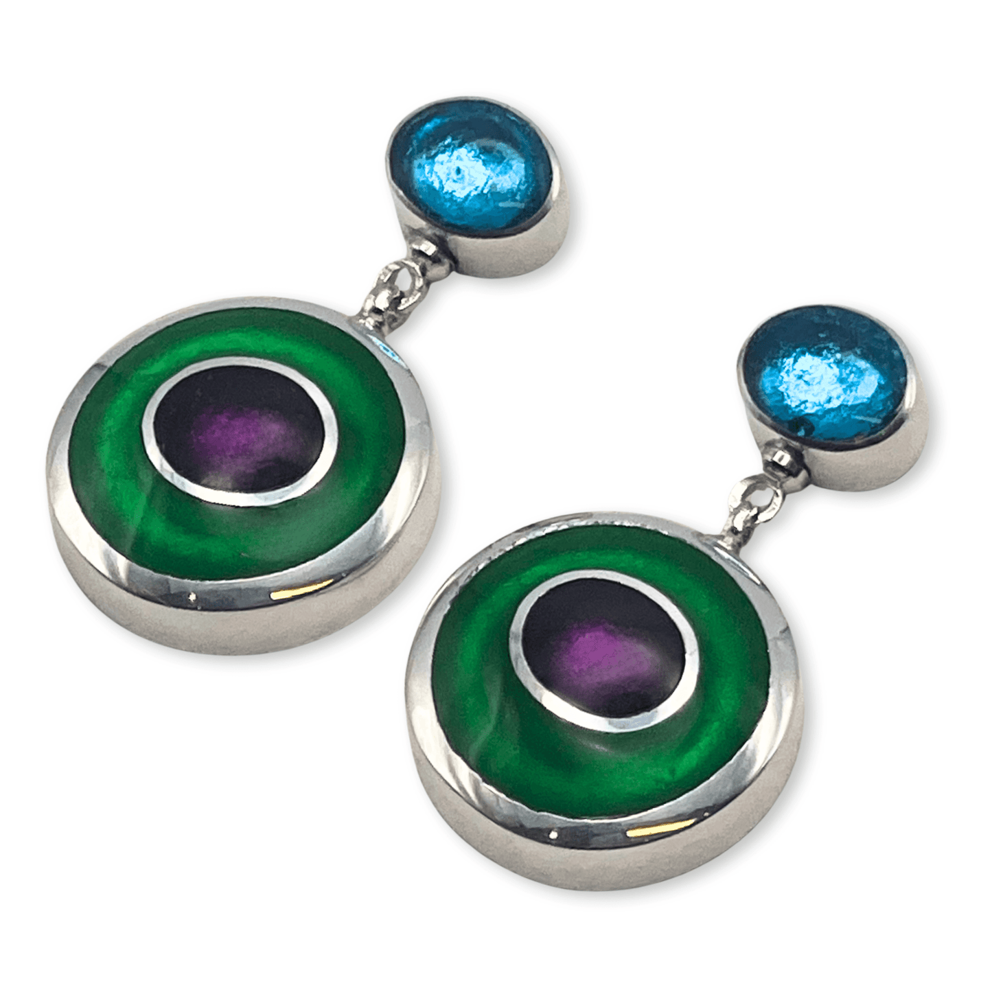 Aurora Organic Circles Shiny Double Drop Stud Earrings | The Jewellery Stop