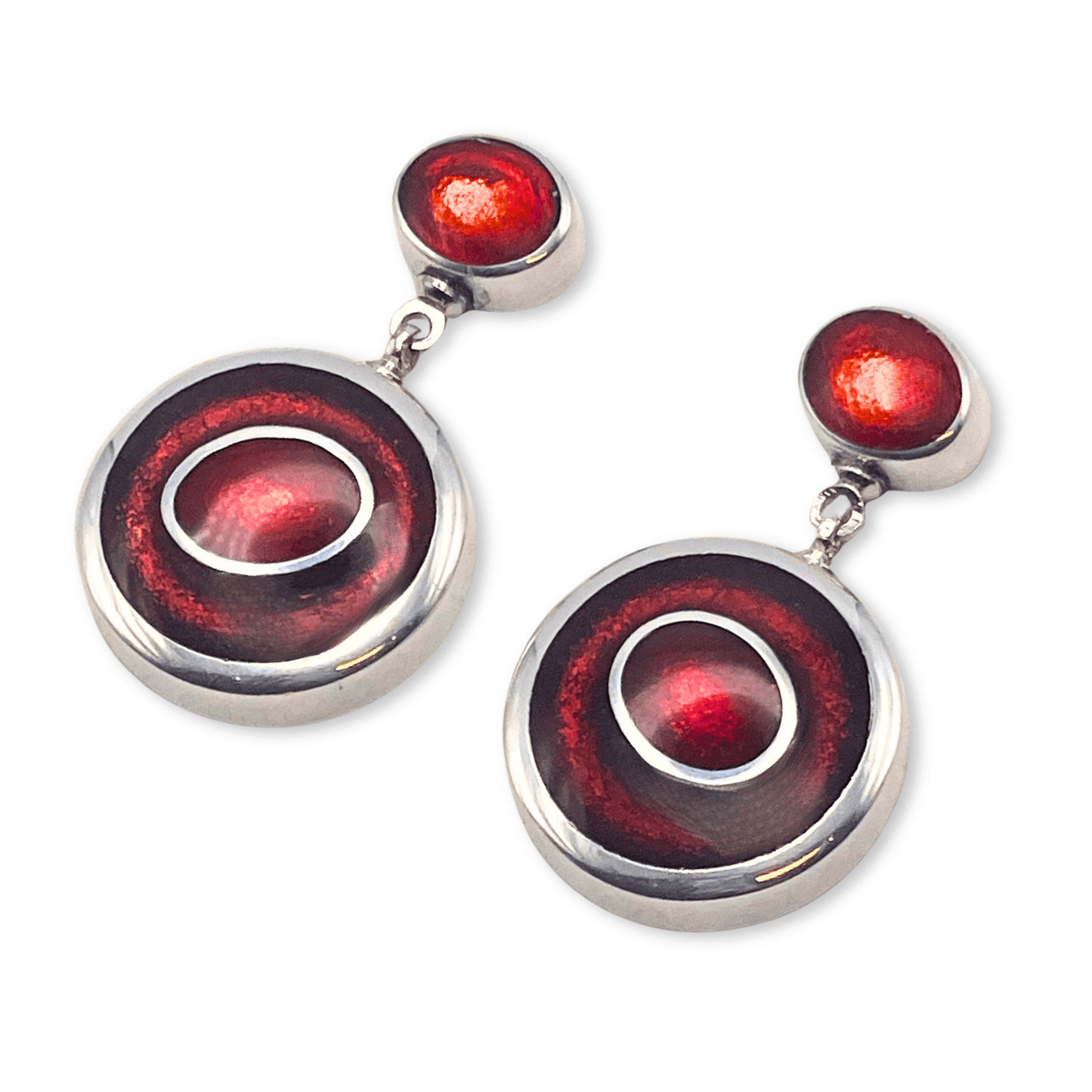 Chilli Organic Circles Shiny Double Drop Stud Earrings | The Jewellery Stop