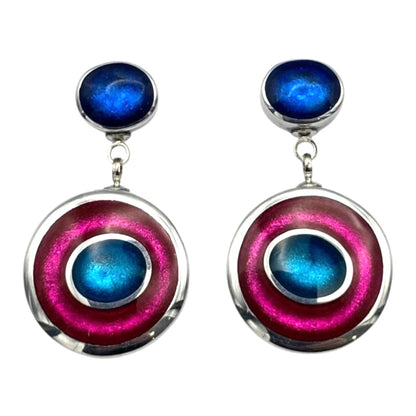 Paradise Organic Circles Shiny Double Drop Stud Earrings | The Jewellery Stop