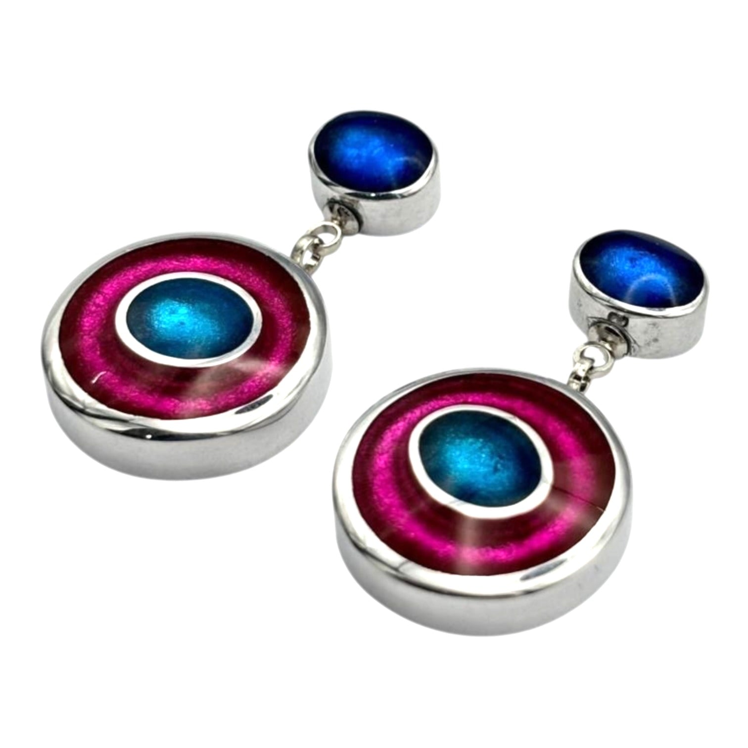 Paradise Organic Circles Shiny Double Drop Stud Earrings | The Jewellery Stop