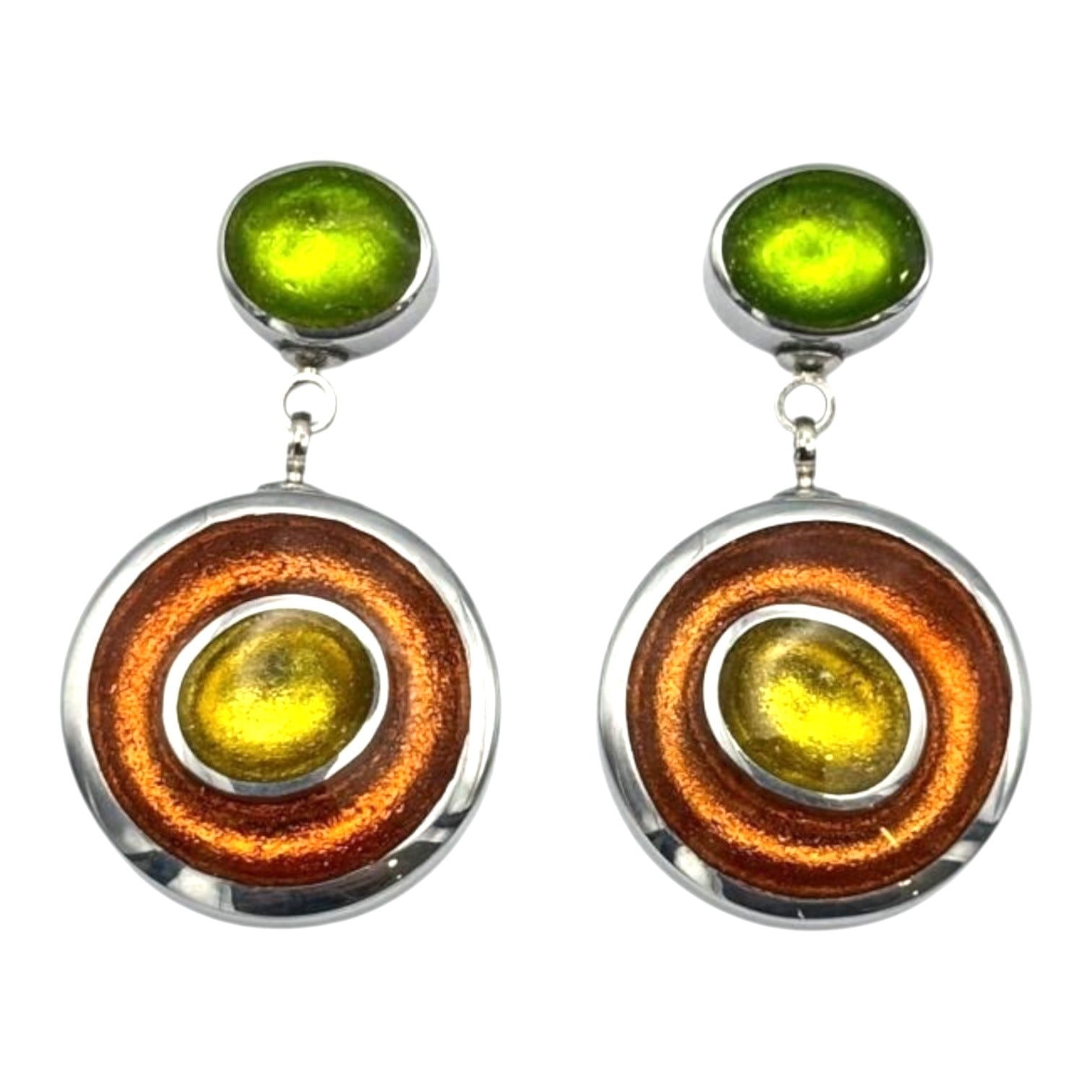 Zest Organic Circles Shiny Double Drop Stud Earrings
