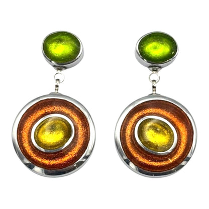 Zest Organic Circles Shiny Double Drop Stud Earrings