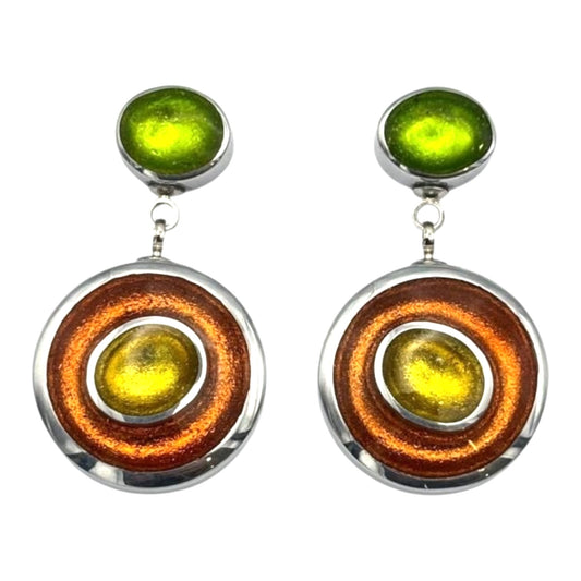 Zest Organic Circles Shiny Double Drop Stud Earrings