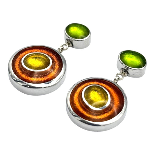 Zest Organic Circles Shiny Double Drop Stud Earrings