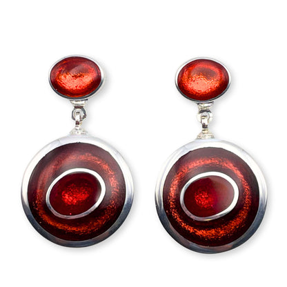 Chilli Organic Circles Shiny Double Drop Stud Earrings
