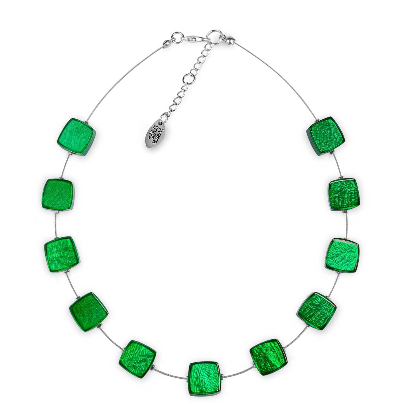 Emerald Shell Cubes Shiny Necklace