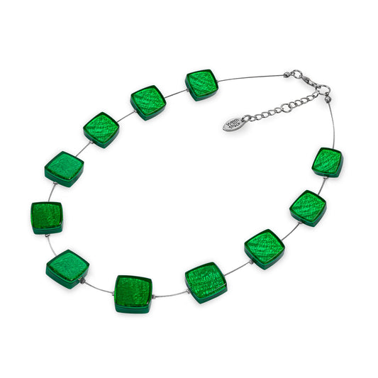 Emerald Shell Cubes Shiny Necklace