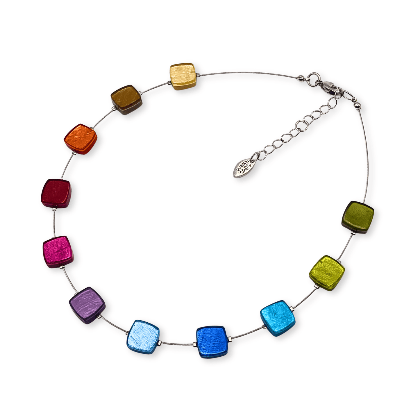 Rainbow Shell Cubes Shiny Necklace | The Jewellery Stop