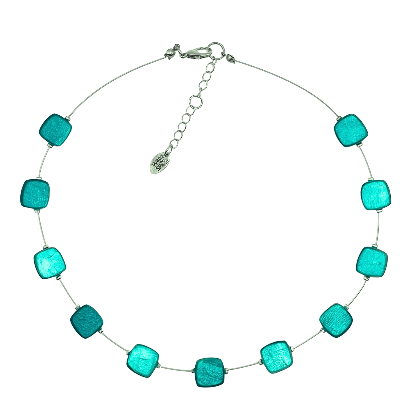 Teal Shell Cubes Shiny Necklace | The Jewellery Stop