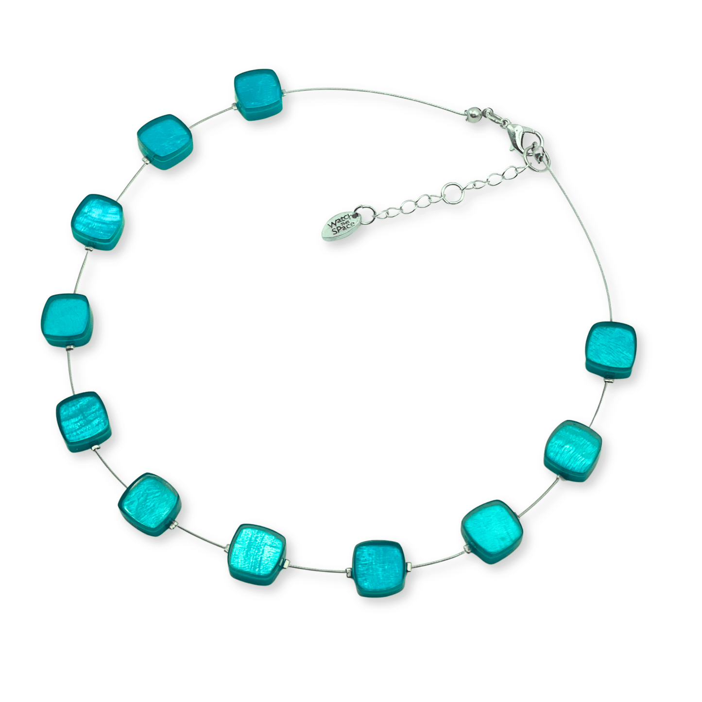 Teal Shell Cubes Shiny Necklace | The Jewellery Stop