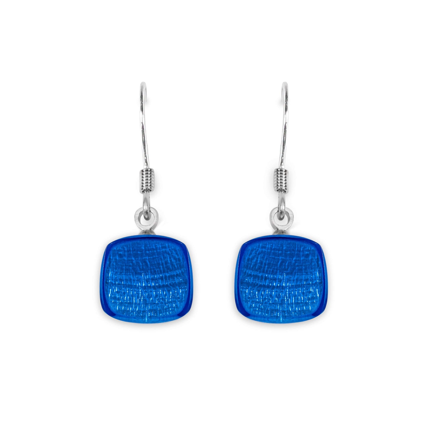 Azure Shell Cubes Shiny Fish Hook Earrings