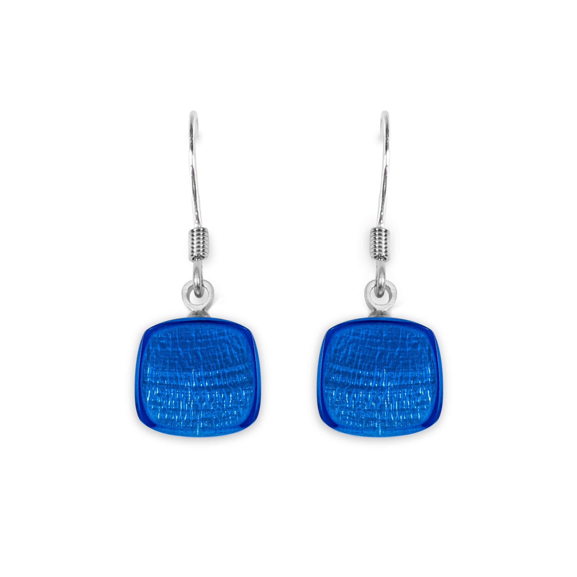 Azure Shell Cubes Shiny Fish Hook Earrings