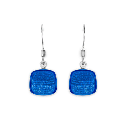 Azure Shell Cubes Shiny Fish Hook Earrings