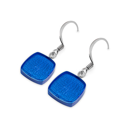 Azure Shell Cubes Shiny Fish Hook Earrings