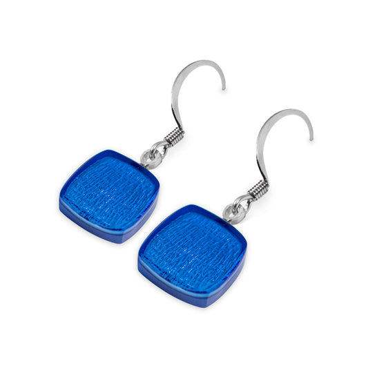 Azure Shell Cubes Shiny Fish Hook Earrings