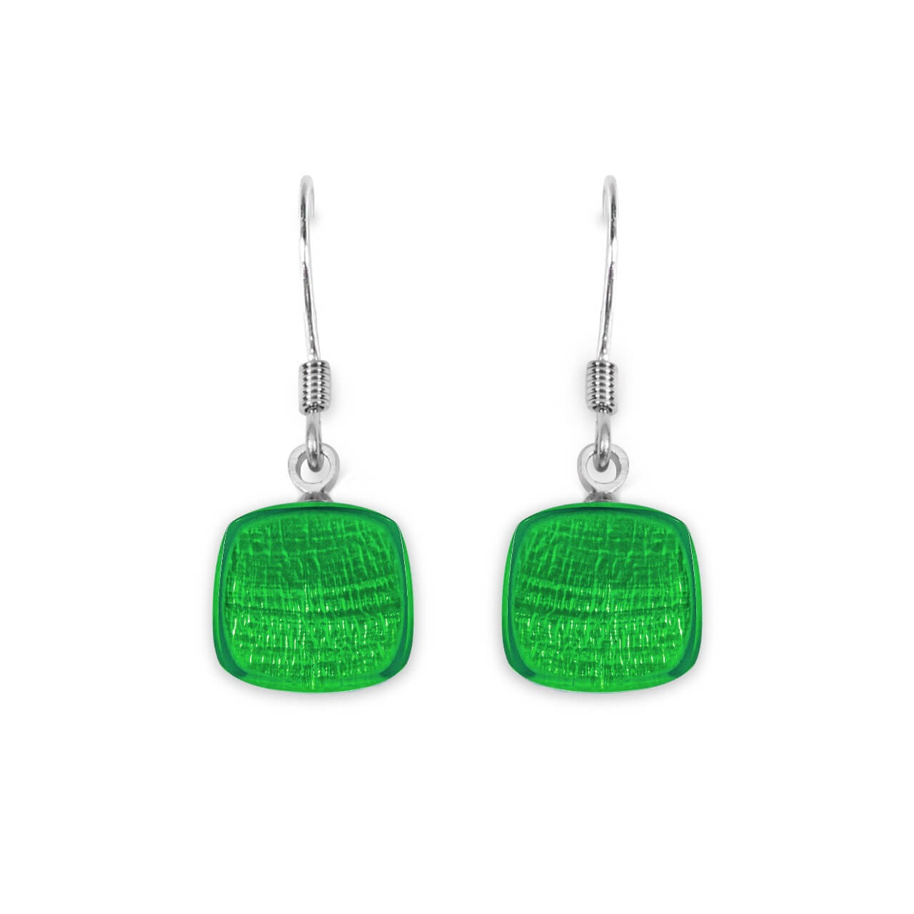 Emerald Shell Cubes Shiny Fish Hook Earrings | The Jewellery Stop
