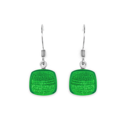 Emerald Shell Cubes Shiny Fish Hook Earrings | The Jewellery Stop