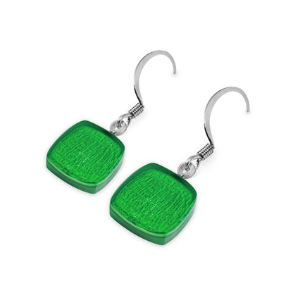 Emerald Shell Cubes Shiny Fish Hook Earrings | The Jewellery Stop