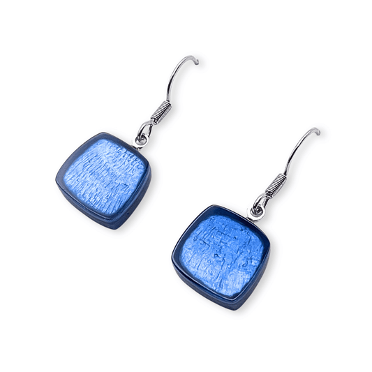 Pacific Shell Cubes Shiny Fish Hook Earrings | The Jewellery Stop