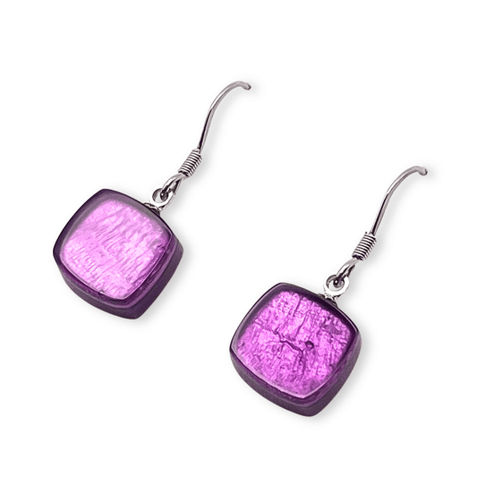 Rainbow Shell Cubes Shiny Fish Hook Earrings | The Jewellery Stop