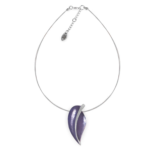 Lavender Pewter Leaf Shiny Pendant | The Jewellery Stop